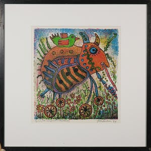 Jan van der Meulen - Zeefdruk, De reisgenoot - Ingelijst kopen? Bied vanaf 35!