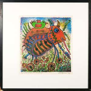 Jan van der Meulen - Zeefdruk, De reisgenoot - Ingelijst verkocht voor € 35!