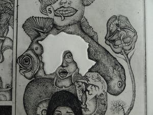 Ab Steenvoorden - Ets met blinddruk , Gemini – Surrealistische voorstelling, 1973 – 24 x 29½ cm kopen? Bied vanaf 1!