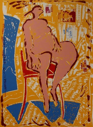 Dominique Chan - Kleurenzeefdruk: naakt op stoel kopen? Bied vanaf 39!