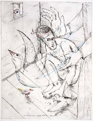 Henk Visch - Handgekleurde ets, De onmiddellijke confrontatie met verkocht voor € 1!