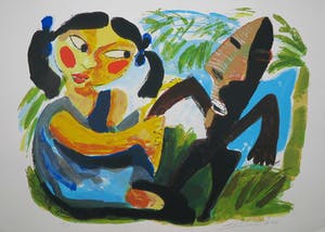 John Lie a Fo - Zeefdruk, Meisje met beeld kopen? Bied vanaf 1!