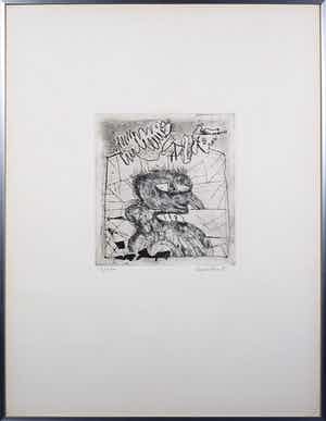 Lucebert - Ets, Zonder titel - Ingelijst verkocht voor € 200!