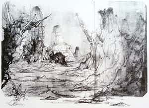 Dirkje Kuik - Vergezicht, litho (ingelijst) verkocht voor € 40!