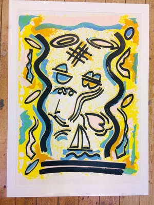 Bettina Lopetro - zeefdruk: Titel, "Donnuts at dawn". kopen? Bied vanaf 15!