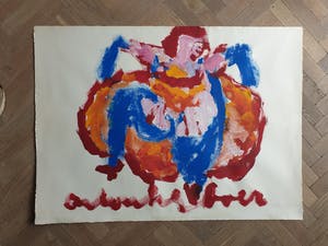 Anton Heyboer - Can Can Danseres - Zeer groot 78 x 107 cm - Dik geschilderd - kopen? Bied vanaf 250!