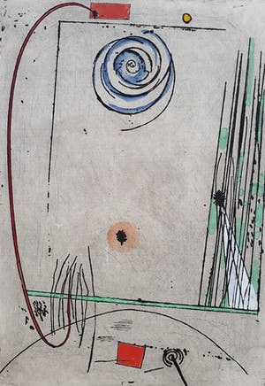 Pieter Holstein - Abstracte compositie, met de hand ingekleurde ets kopen? Bied vanaf 50!