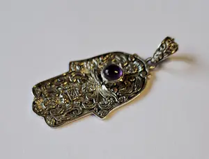 Nieuw zilveren hanger met Amethist, hand van Fatima kopen? Bied vanaf 50!