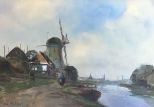 Charles Petit - 3474, Landschap met molen kopen? Bied vanaf 75!