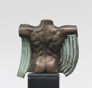 AcheterMiguel Berrocal - Klein beeld van brons met 24k verguld front, Eros voor Les Beaux Arts? Enchérissez de 120!