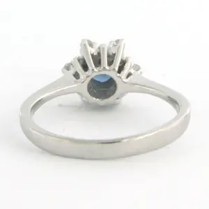 14k wit gouden ring met saffier en single cut geslepen diamant 0.05ct-rm16 kopen? Bied vanaf 150!