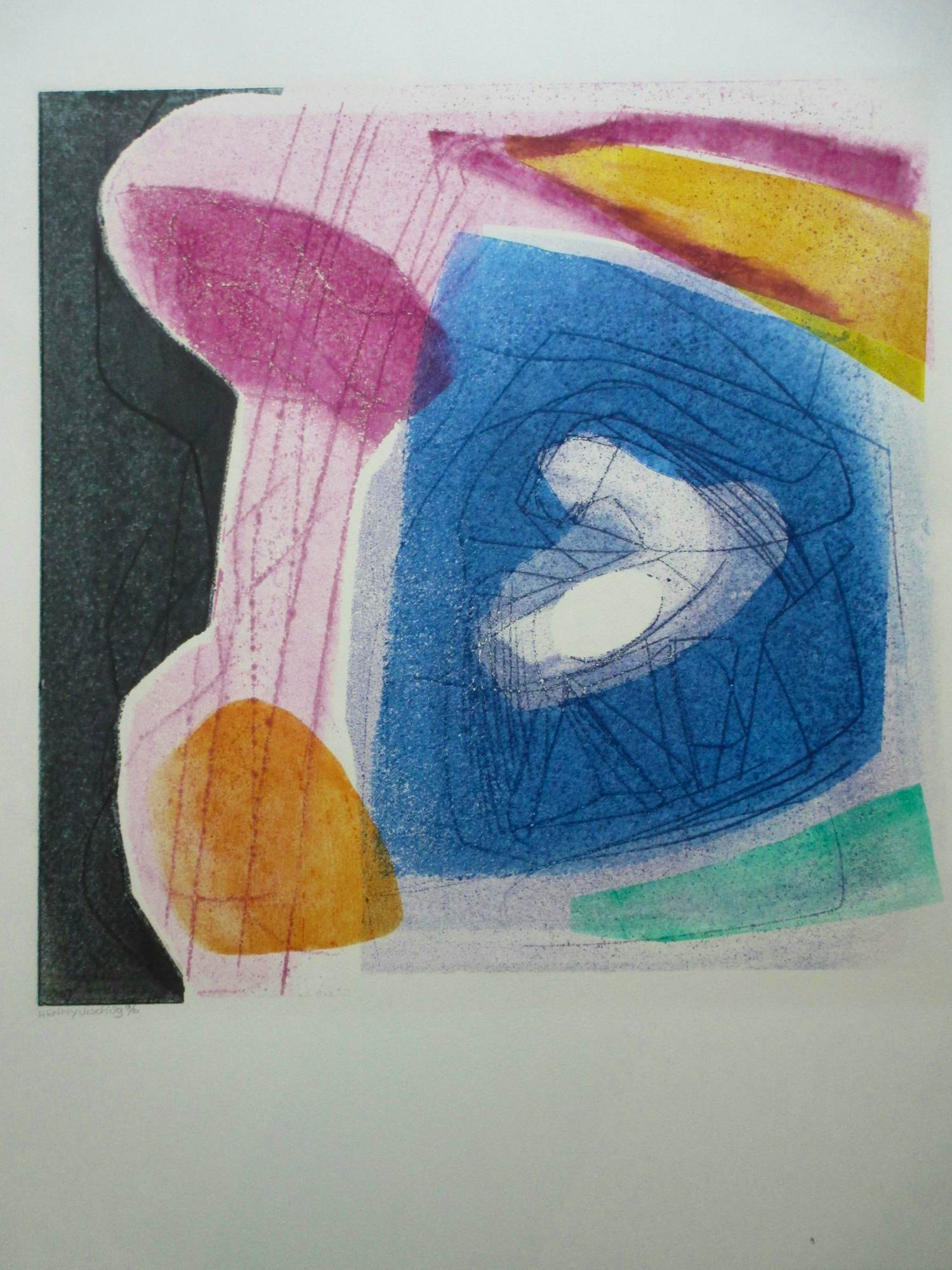 Henny Visch - Abstracte compositie - Kleurenlitho kopen? Bied vanaf 50!