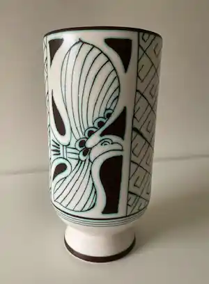 Plateelbakkerij Zuid-Holland - Zeldzame mooie vaas decor Phoenix jaren 50 vendu pour 58€ !