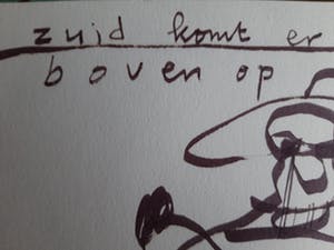 Herman Brood - tekening: Zuid komt er boven op, ingelijst kopen? Bied vanaf 169!