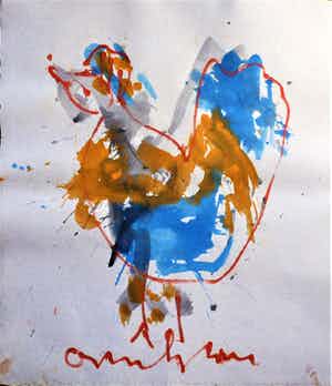 Anton Heyboer - De oervogel krachtige kleurige schildering . verkocht voor € 300!