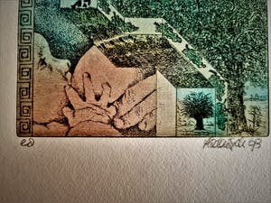 Hadewijch Ouwendijk - Zeer kleine oplage (20ex) Handgekleurde Litho "levensboom" gesigneerd kopen? Bied vanaf 19!