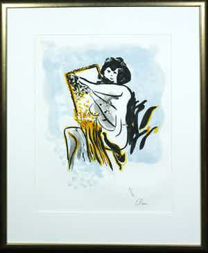 Hugo Claus - Litho, Zonder titel - Ingelijst verkocht voor € 50!