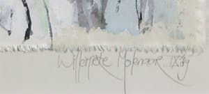 Willemieke Molenaar - Gemengde techniek op textiel, Jong groen tekent - Ingelijst kopen? Bied vanaf 1!