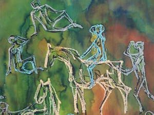 Klaas Pijlman - Gemengde techniek , “Mens en Paard” – 1965 – 60 x 40 cm kopen? Bied vanaf 75!