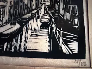 Johan Haak - Stadsgezicht aan de gracht met kerk kopen? Bied vanaf 45!