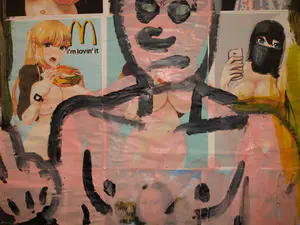 Peter Klashorst - Acrylverf en collage op doek – GROOT , 195 x 75 cm - 2021 kopen? Bied vanaf 1!