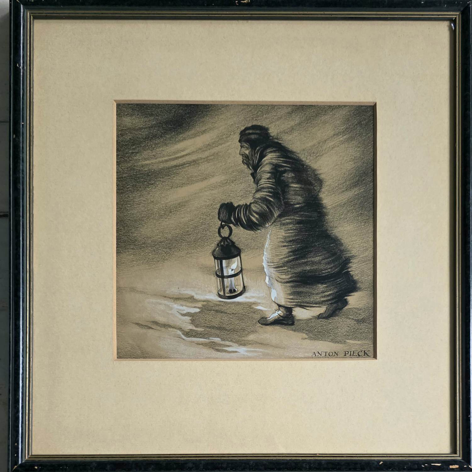 Anton Pieck - Man met lamp in de sneeuw kopen? Bied vanaf 950!