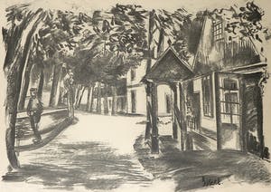 Henk van den Idsert - Zeefdruk, Z.T. Straatje - Ingelijst kopen? Bied vanaf 50!