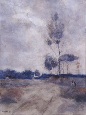 Joop Nijdam - Aquarel, Landschap met Koe - Ingelijst kopen? Bied vanaf 60!