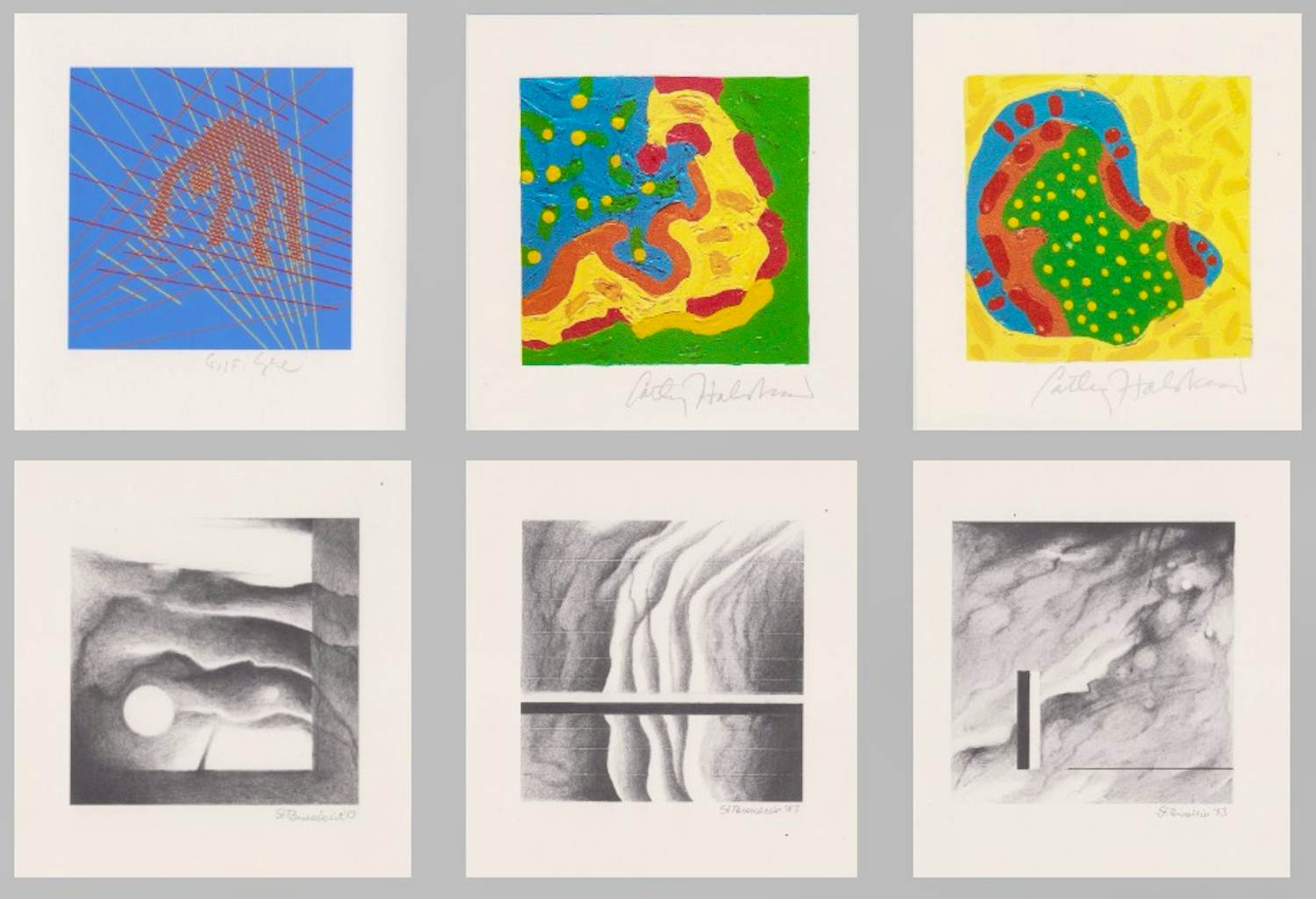 Willem F. Wagner - e.a: zes handgesigneerde zeefdrukken: Abstracte Composities kopen? Bied vanaf 29!