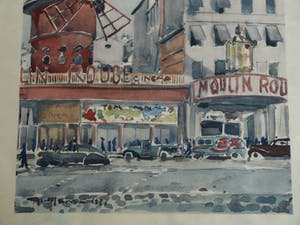 Niet of onleesbaar gesigneerd - Aquarel , “Moulin Rouge in Parijs” – gesigneerd - 1930 kopen? Bied vanaf 10!