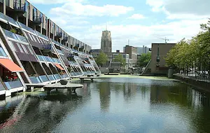 Martinus Leonardus Middelhoek - Martinus L. Middelhoek - Zicht op Rotterdam - Delftse Vaart – Laurenstoren kopen? Bied vanaf 120!