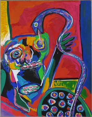 Arnold Zweerman - Gouache, De slang - Ingelijst kopen? Bied vanaf 1!