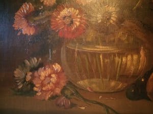 Niet of onleesbaar gesigneerd - Hollandse School (20e eeuw ) - Stilleven "bloemen en fruit" kopen? Bied vanaf 1!