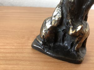 Brons (Onbekend) - Zwaar massief bronzen beeld van man met hond - kat en konijn. kopen? Bied vanaf 45!