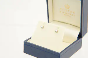 37- Een paar 18krt witgouden oorstekers met diamant ca. 0.10crt briljant. kopen? Bied vanaf 120!