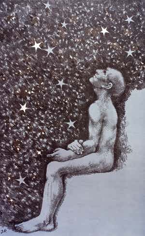 John Raedecker - Man in de nacht, litho - Gratis verzending! verkocht voor € 50!