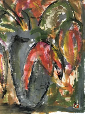 Niet of onleesbaar gesigneerd - Vaas met tulpen kopen? Bied vanaf 1!