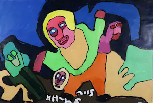 Hans Hartman - Acryl op papier, Zonder titel - Ingelijst kopen? Bied vanaf 40!