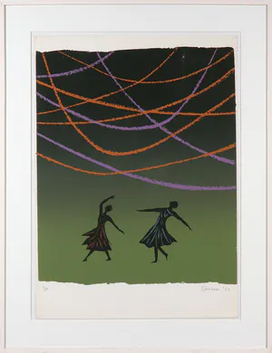 Wally Elenbaas - Zeefdruk, Dansen in de nacht - Ingelijst kopen? Bied vanaf 70!