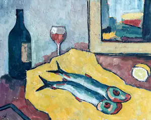 Jan Willem Versteeg - Nature morte aux poissons kaufen? Bieten Sie von 115!