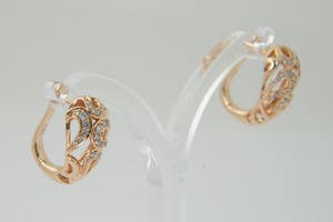 1267- Chique set 14 krt rosé-goud & diamanten (ca.0.80ct) oorclips - gekeurd kopen? Bied vanaf 270!