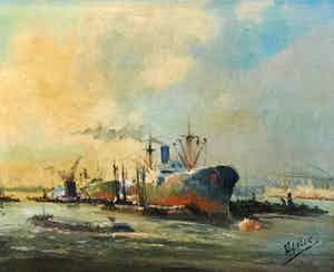 Adrianus Johannes van Eck - C4350-7, Rotterdamse Haven verkocht voor € 150!