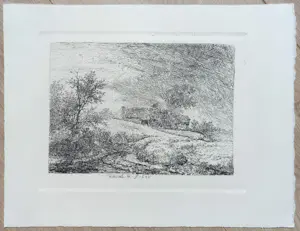 Buy Jacob van Ruisdael - Landschap met hut op palen, ets? Bid from 45!