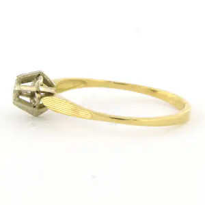 14k bicolour gouden solitair ring met single cut geslepen diamant tot.0.02ct kopen? Bied vanaf 100!