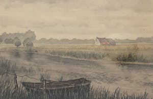 Jan Roelof van Nijendaal - Landschap aan de Lek Wijk bij Duurstede - Aquarel kopen? Bied vanaf 95!