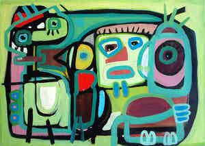 Jasper Banen - Acrylverf op doek , “Maskers” – 2010 vendu pour 275€ !
