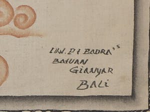 Niet of onleesbaar gesigneerd - Gemengde techniek op textiel, Balinese schildering kopen? Bied vanaf 1!