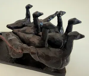 Piet Brouwer - metalen sculptuur | 'n Gaanzendriewer' | 1997 kopen? Bied vanaf 450!