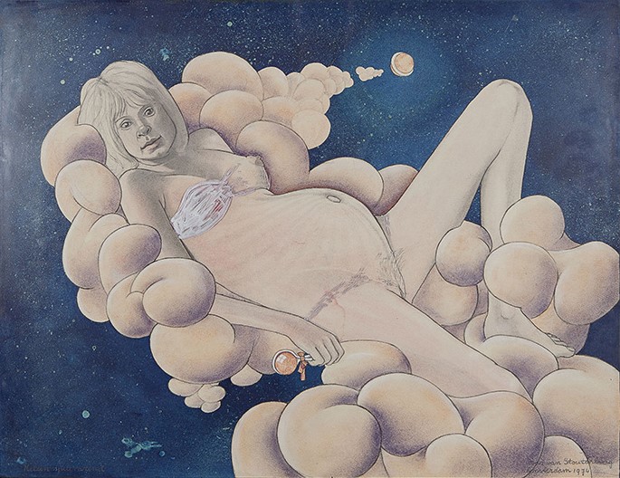 Mori Bund - Heleen spelevarend - Collage van potlood, pastel en ecoline op papier  kopen? Bied vanaf 10!
