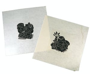 Achnaton Nassar - Lot van twee linosnedes, Zonder Titel kopen? Bied vanaf 1!